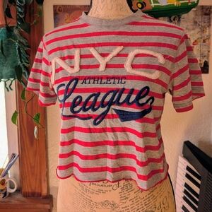 Vintage Kidcore Red Y2k Striped Skater Baby Tee